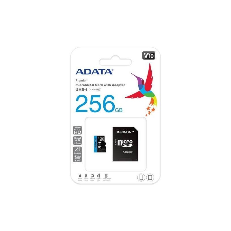 CARD MicroSD ADATA 256GB Clasa 10 AUSDX256GUICL10A1-RA1