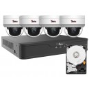 Kit supraveghere IP, SAFER, 4 camere dome Full HD, IR 30M, Starlight, NVR 4 canale 8MP 4xPoE Ultra 265, SAF-4X2MPINT-POE-ST