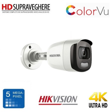 Camera de supraveghere video, 5MP, exterior, ColorVu, IR 20M, lentila 2.8mm ,HIKVISION Turbo HD 5.0 DS-2CE10HFT-F28
